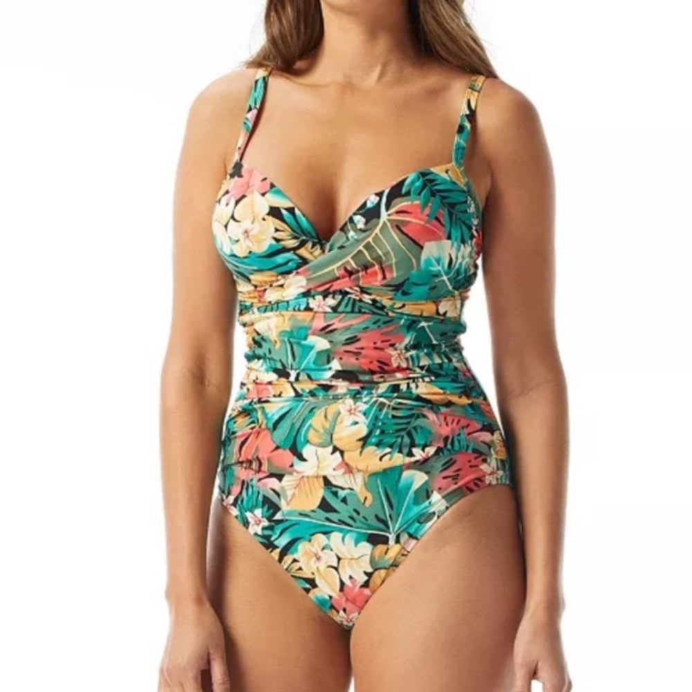 Coco Reef Enrapture Tropical Floral Bra Size One-piece Swimsuit 38D